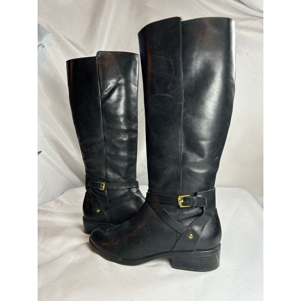 Ralph Lauren women’s 9B Black Leather knee length Riding Boots "Mariah” Leather